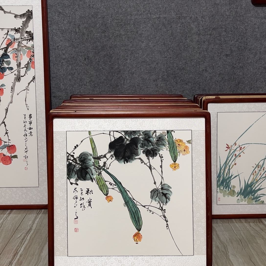 国画书画作品带框63×63