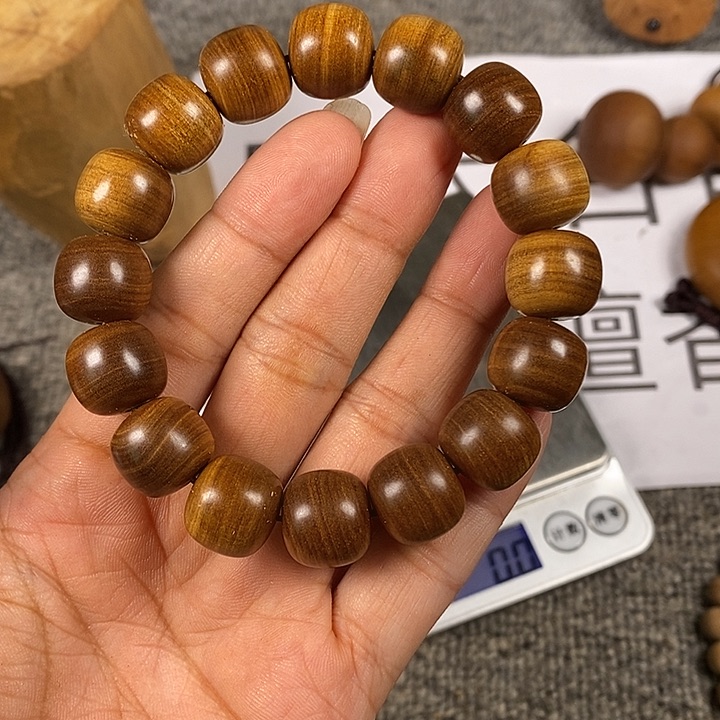 檀香木手串/手链老山檀香黑肉横纹虎纹树心老料13/14沉水