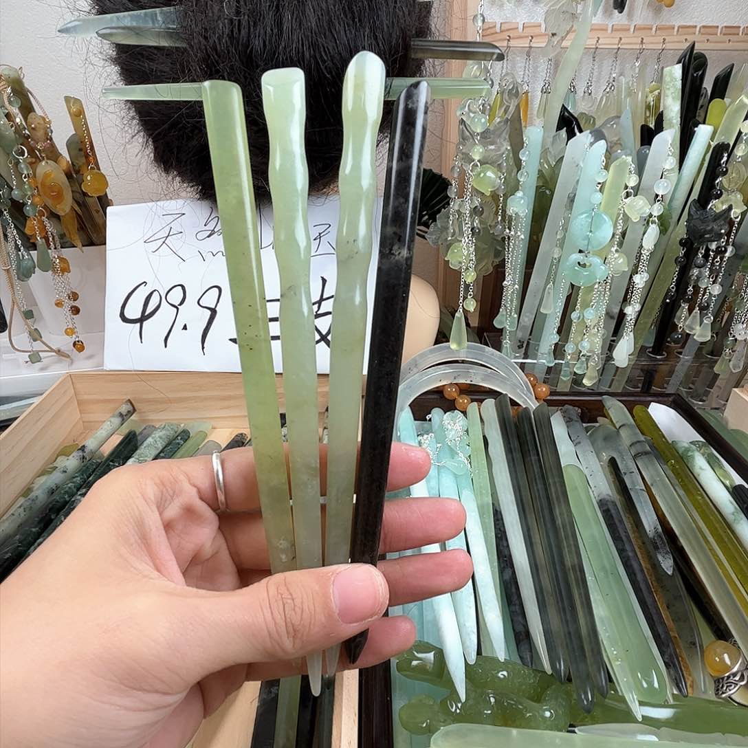 蛇纹石玉发饰未镶嵌4支