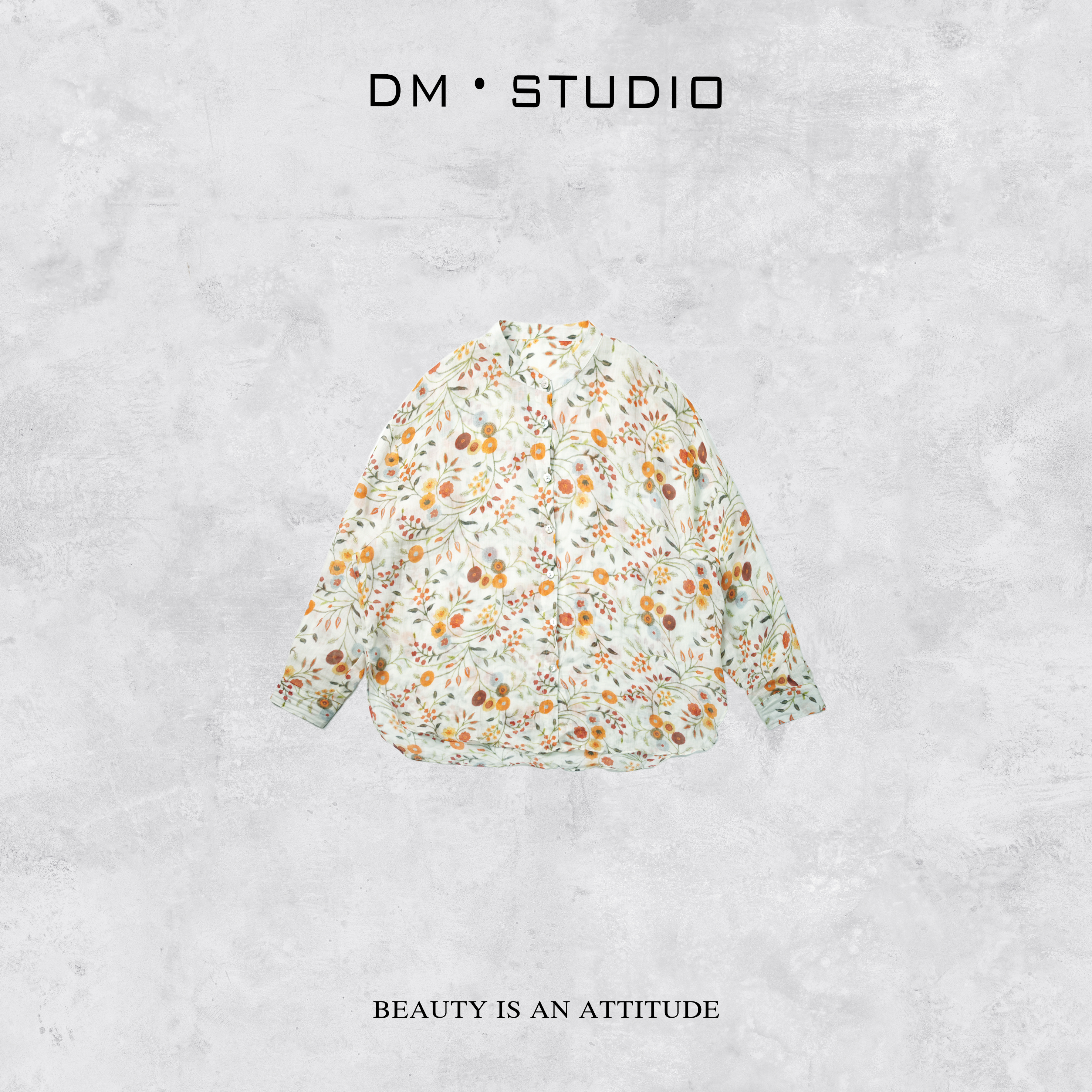 －DM•STUDIO/减龄高级感气质甜美100%苎麻碎花衬衫上衣（F8031）