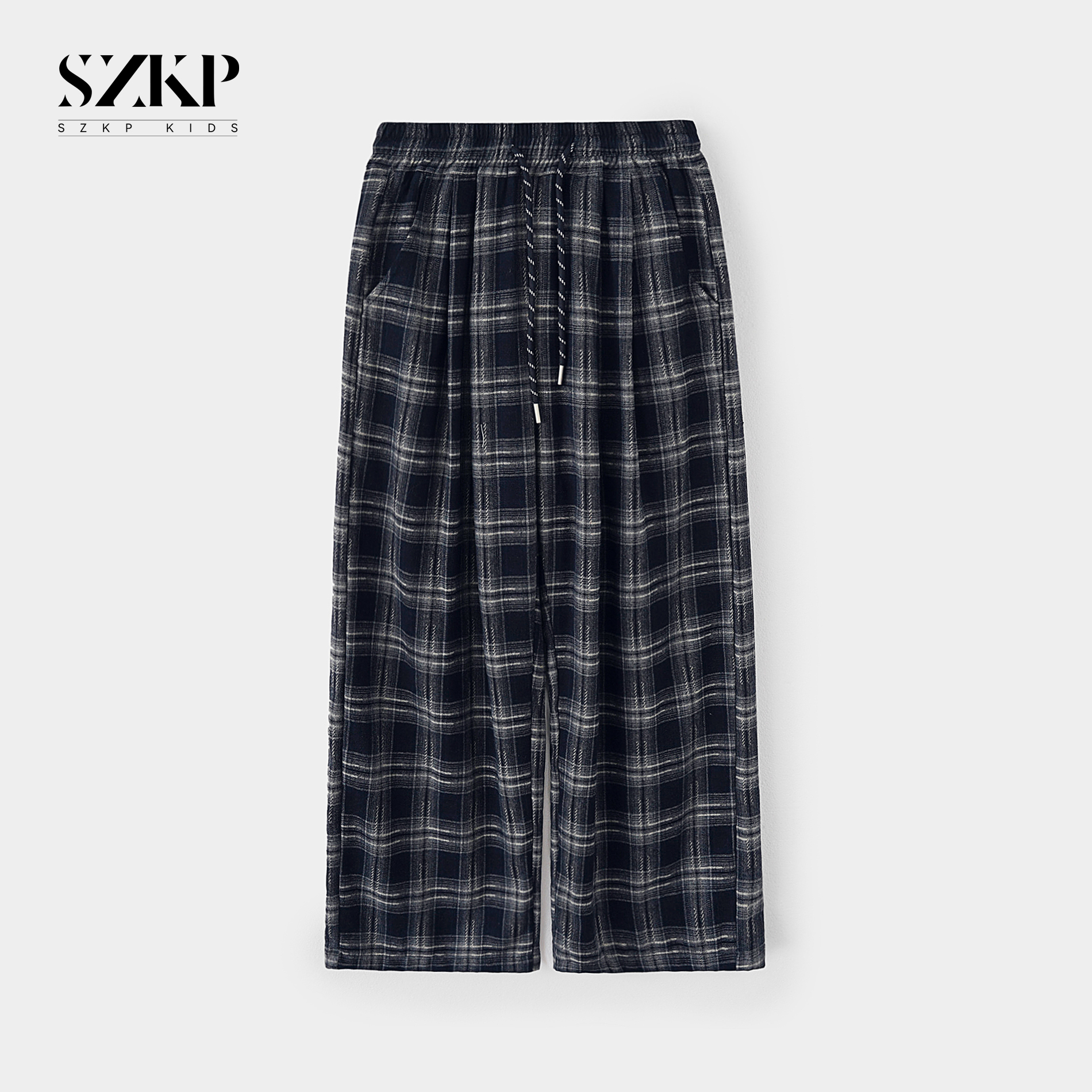 SZKP女童秋装新款时尚格纹长裤中大童儿童休闲直筒裤JMKQ552424