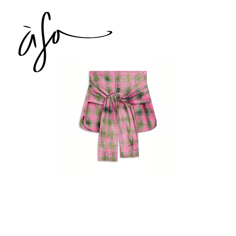 ASA-【绑带格子半裙】（bq00144）