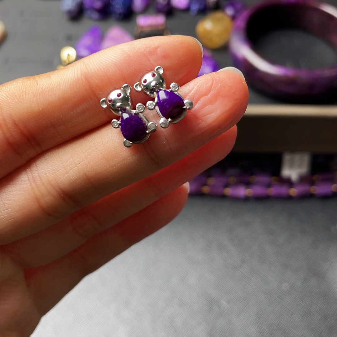 苏纪石（舒俱来）耳钉银S925镶嵌