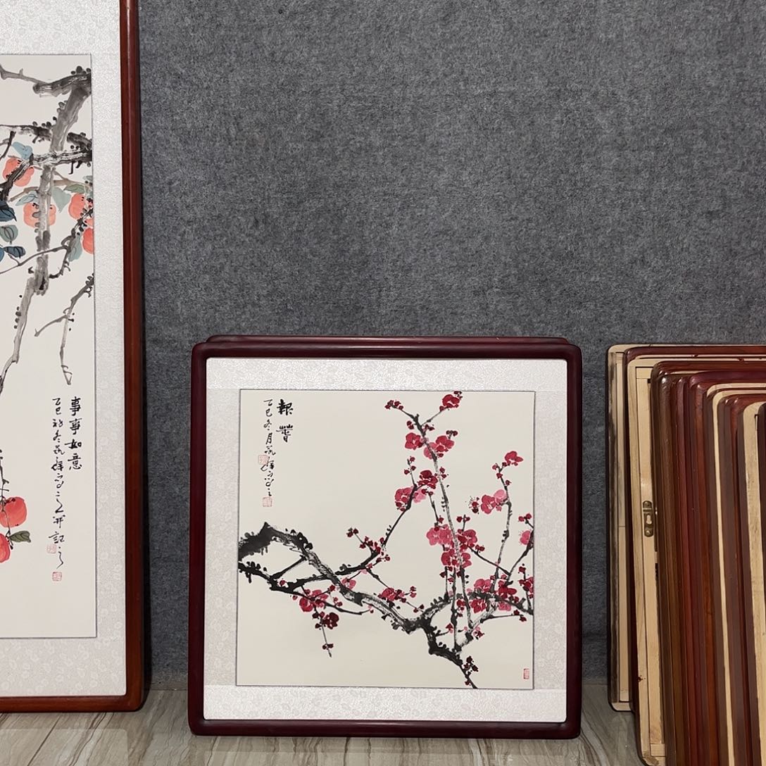 国画书画作品带框63×63