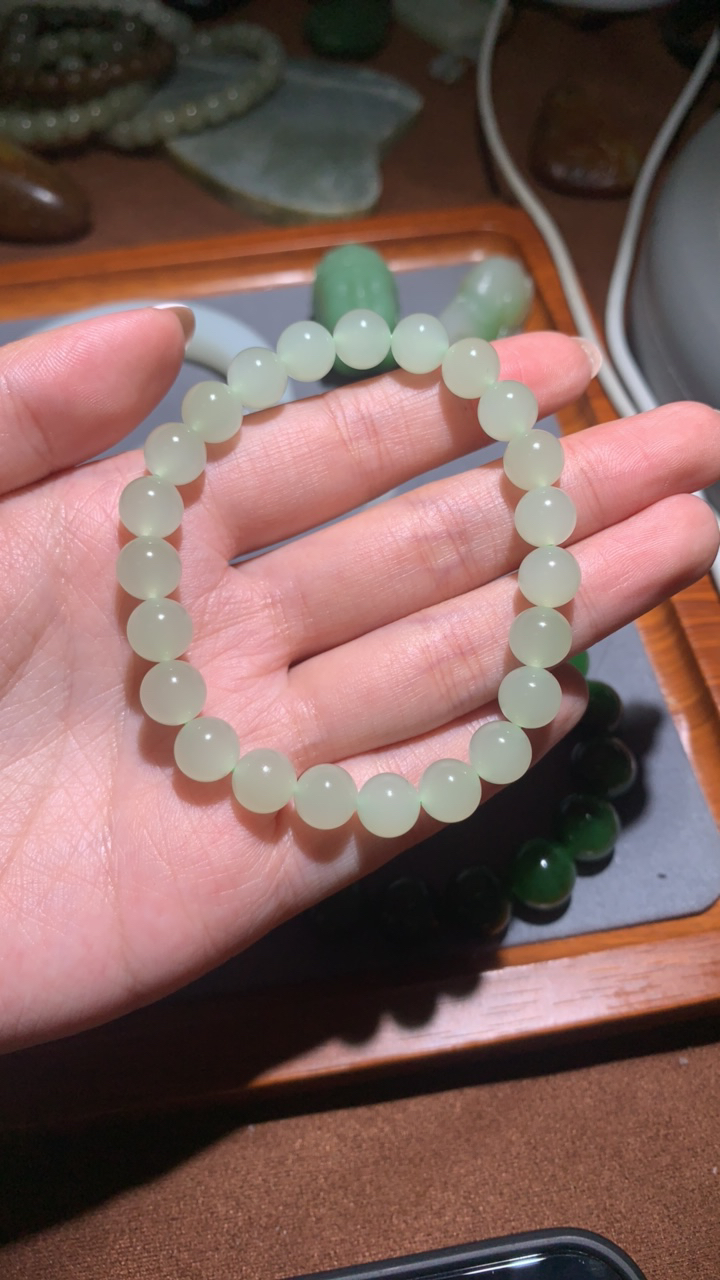 新疆和田玉精工单圈手串