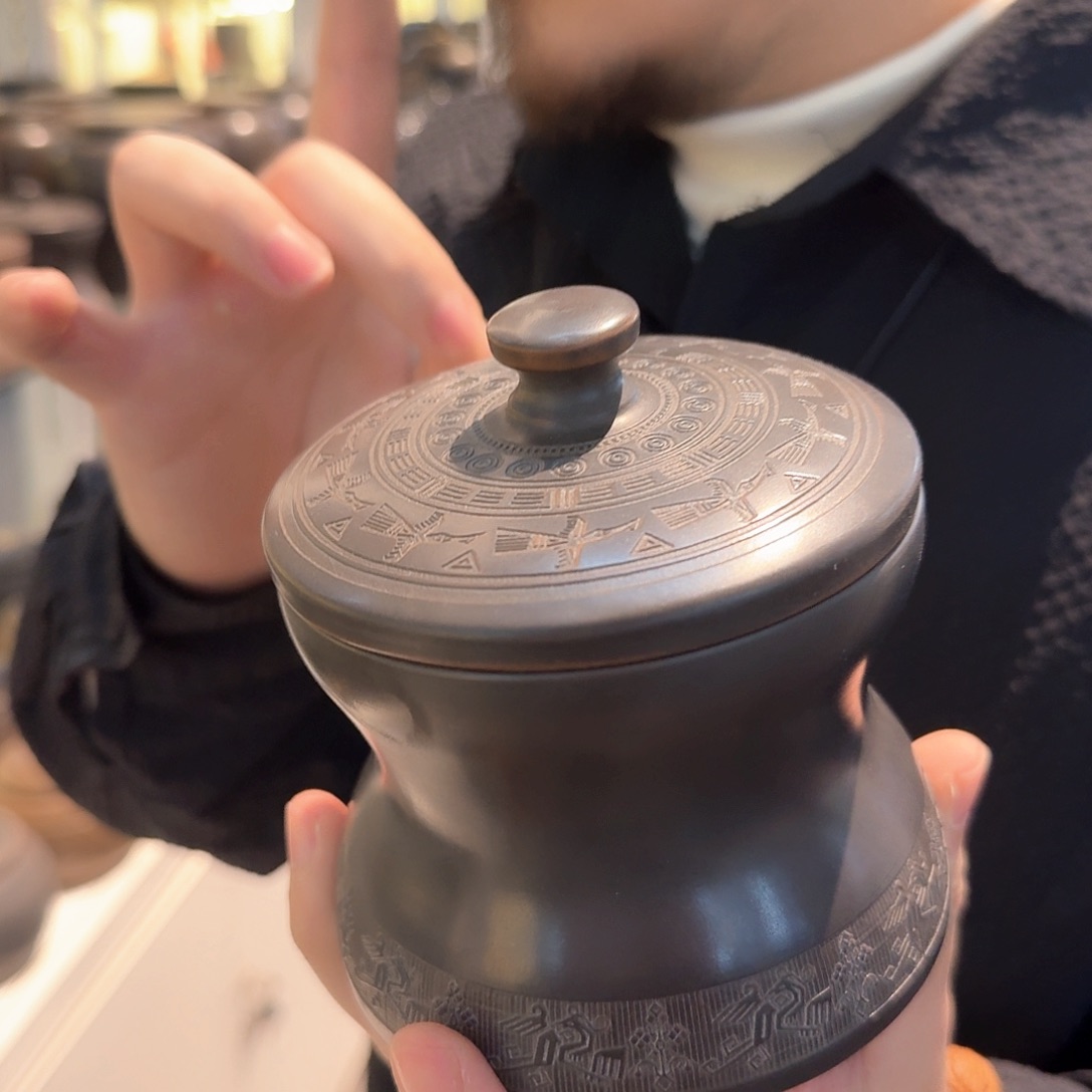 钦州坭兴陶原矿泥茶叶罐二两