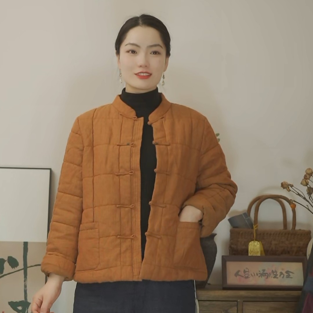 1082经典对开五盘扣保暖棉服