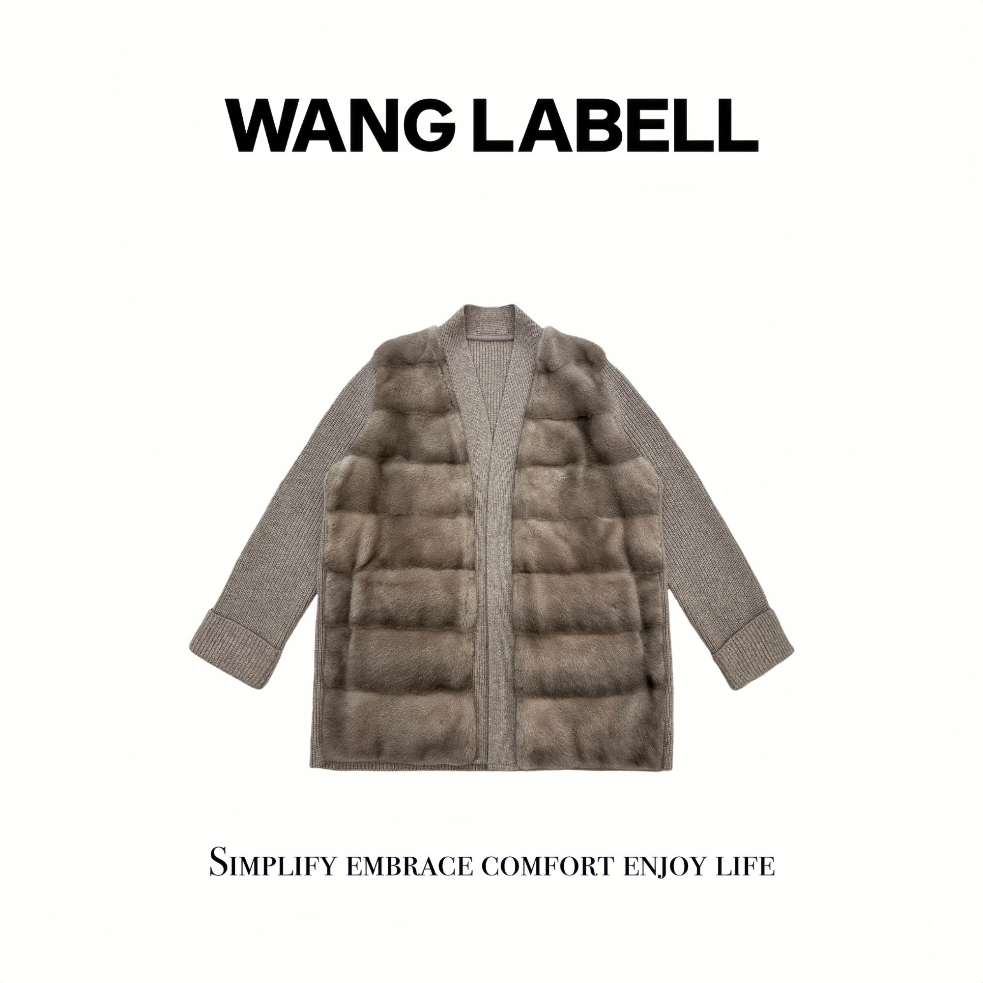 【冬】|  V领拼貂羊绒开衫  休闲百搭秋冬拼接针织