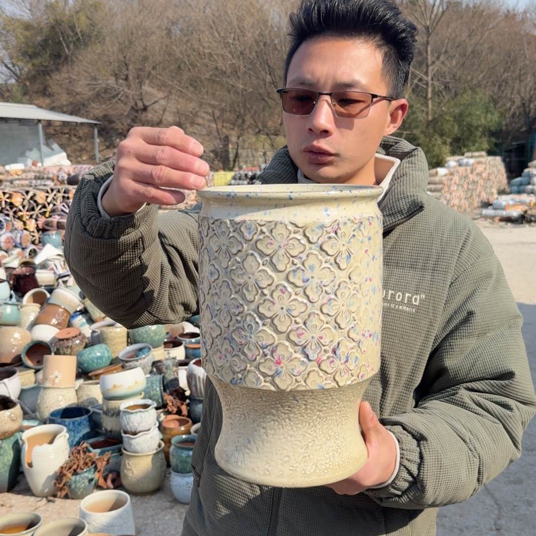 紫砂花盆口20高30（一个菠萝彩色