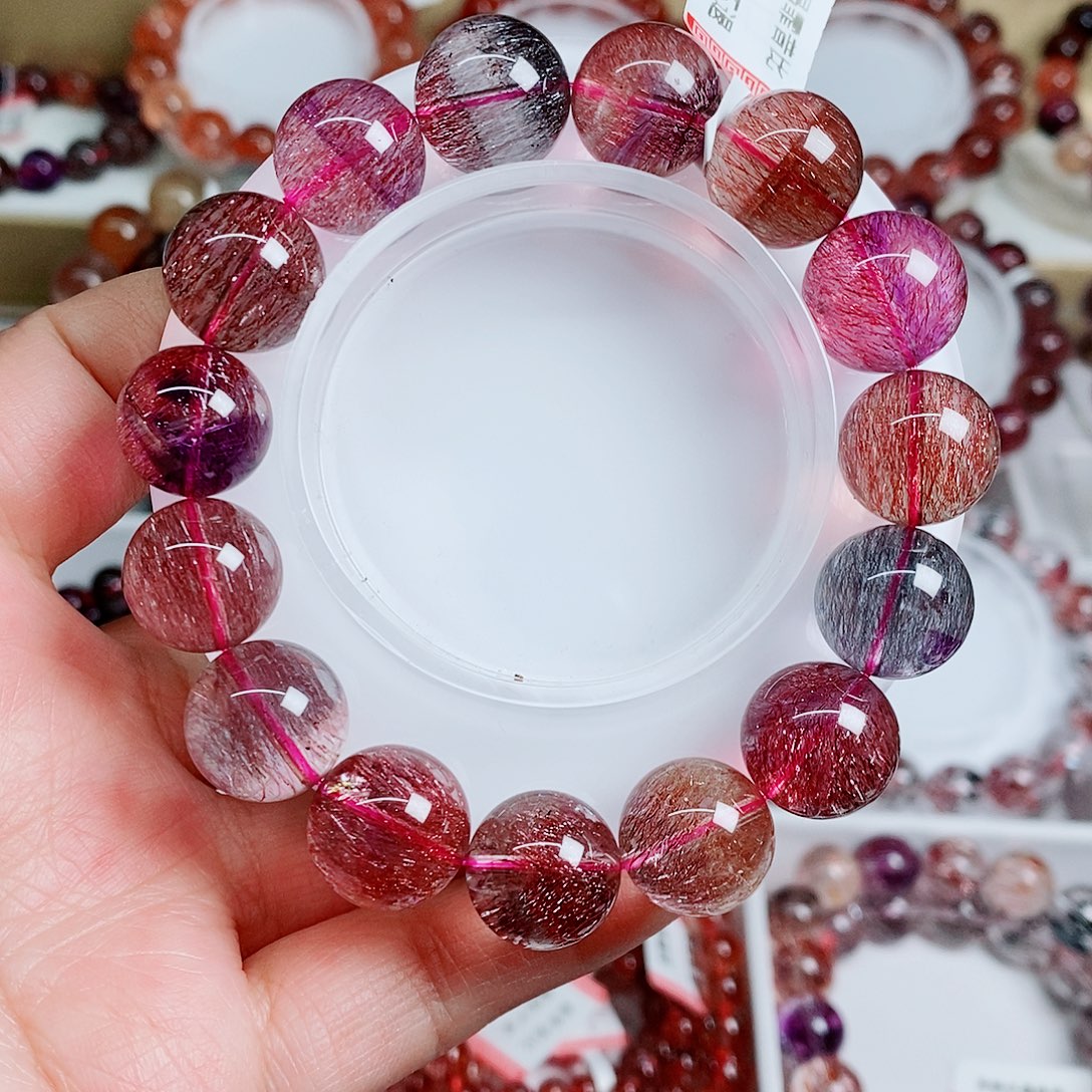 水晶手串未镶嵌紫橘超七