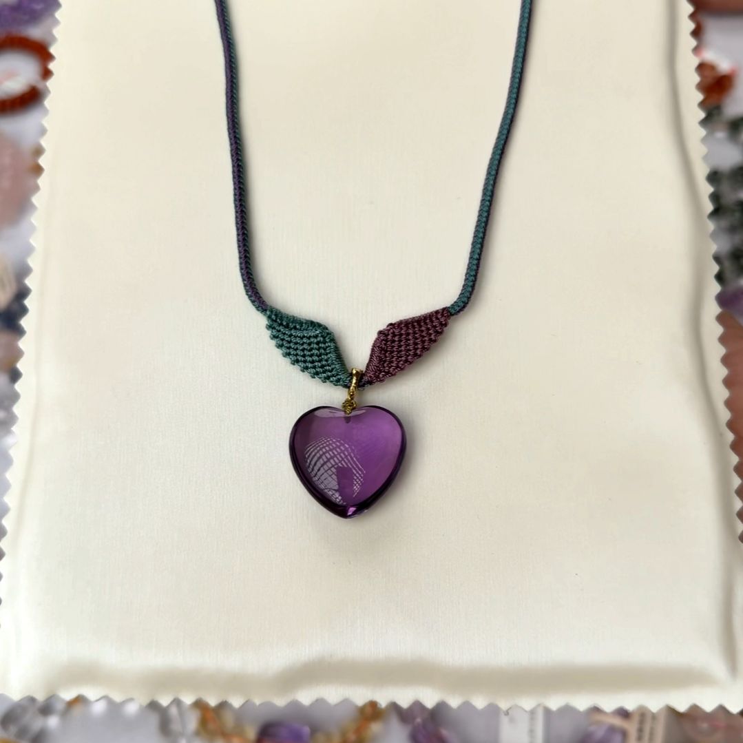 紫晶颈饰银S925镶嵌爱心