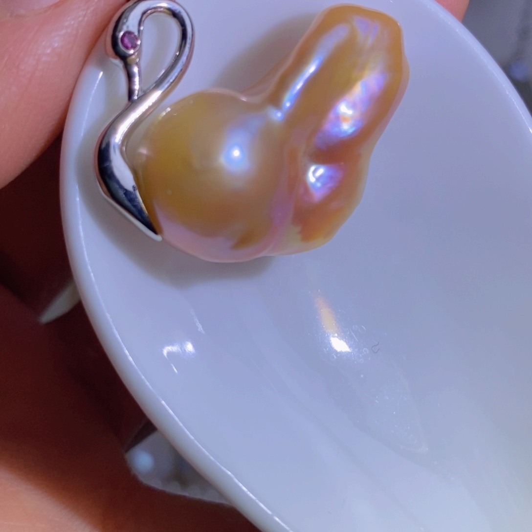 银S925镶嵌天然淡水珍珠淡水珍珠