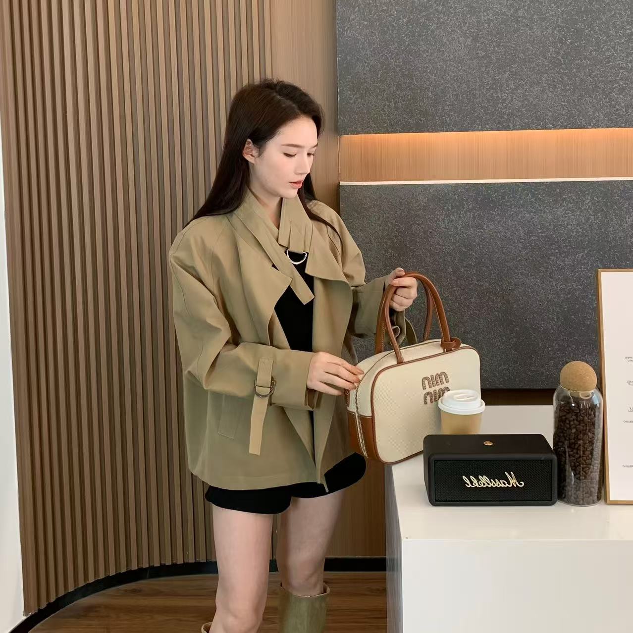 小羽酱小个子定制秋季韩系休闲百搭通勤气质宽松立领短款风衣外套