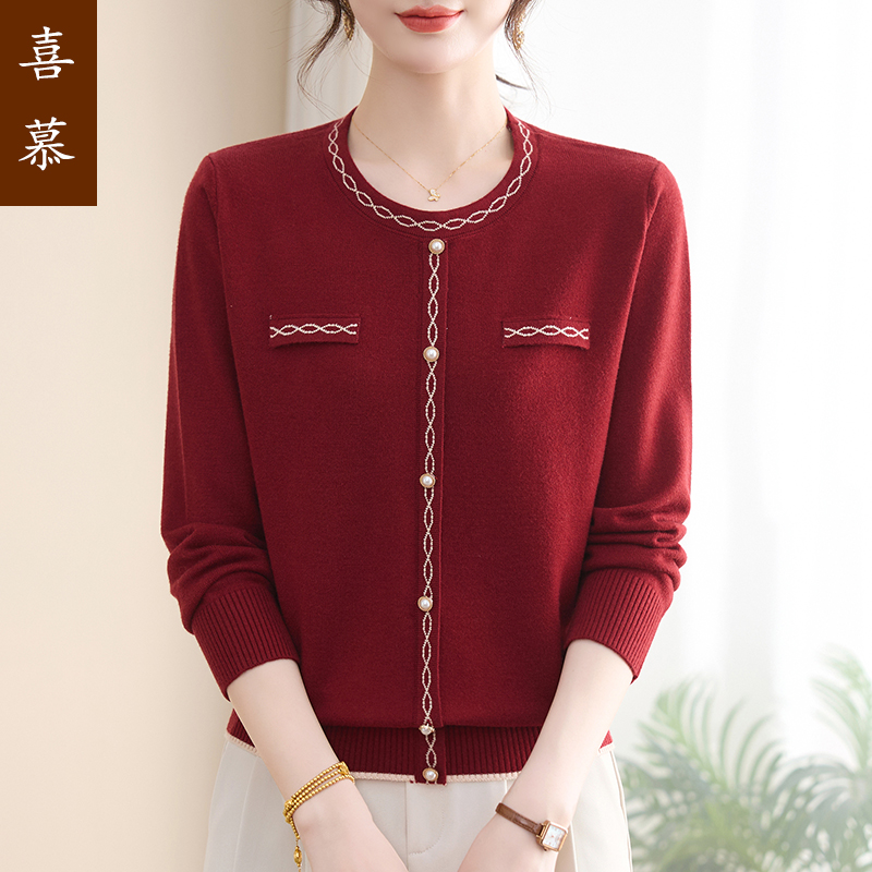 中年女装秋装小香风针织衫上衣妈妈洋气小衫中老年人女减龄打底衫