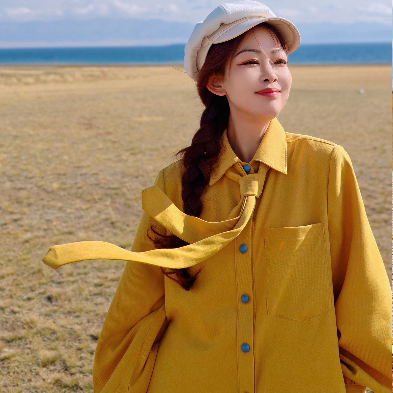 【董艺旅行穿搭】阳光·原创衬衣送领带长袖旅行拍照必备百搭