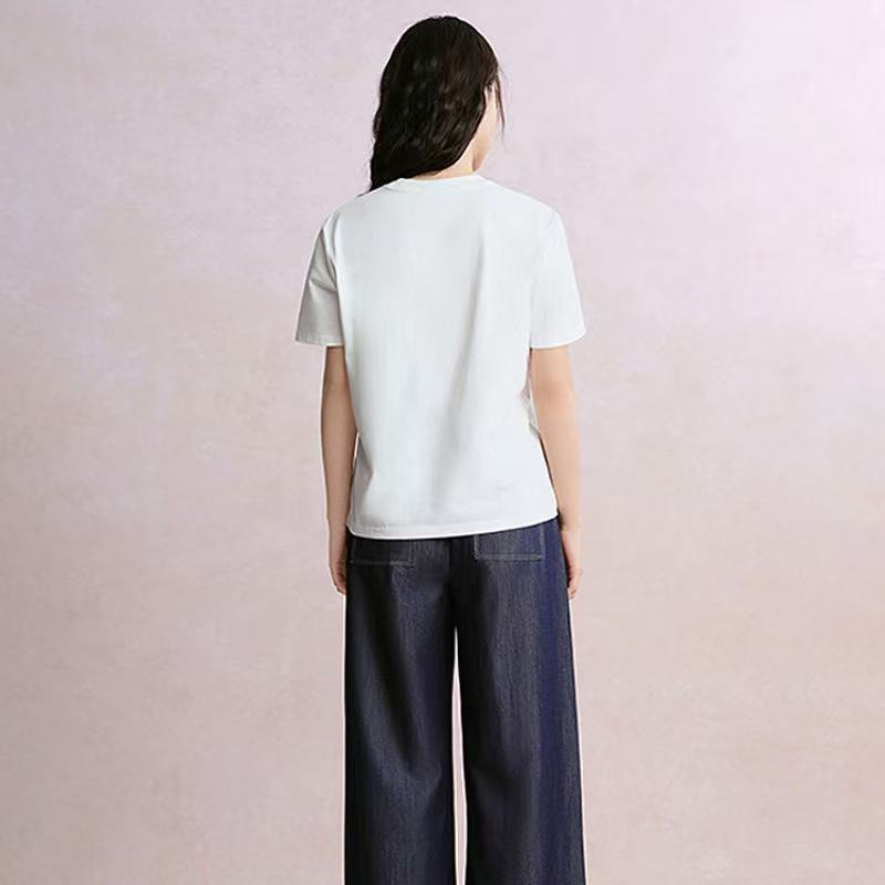 【银泰百货OH】PIT夏季白色圆领舒适透气修身半袖上衣Z04B525385