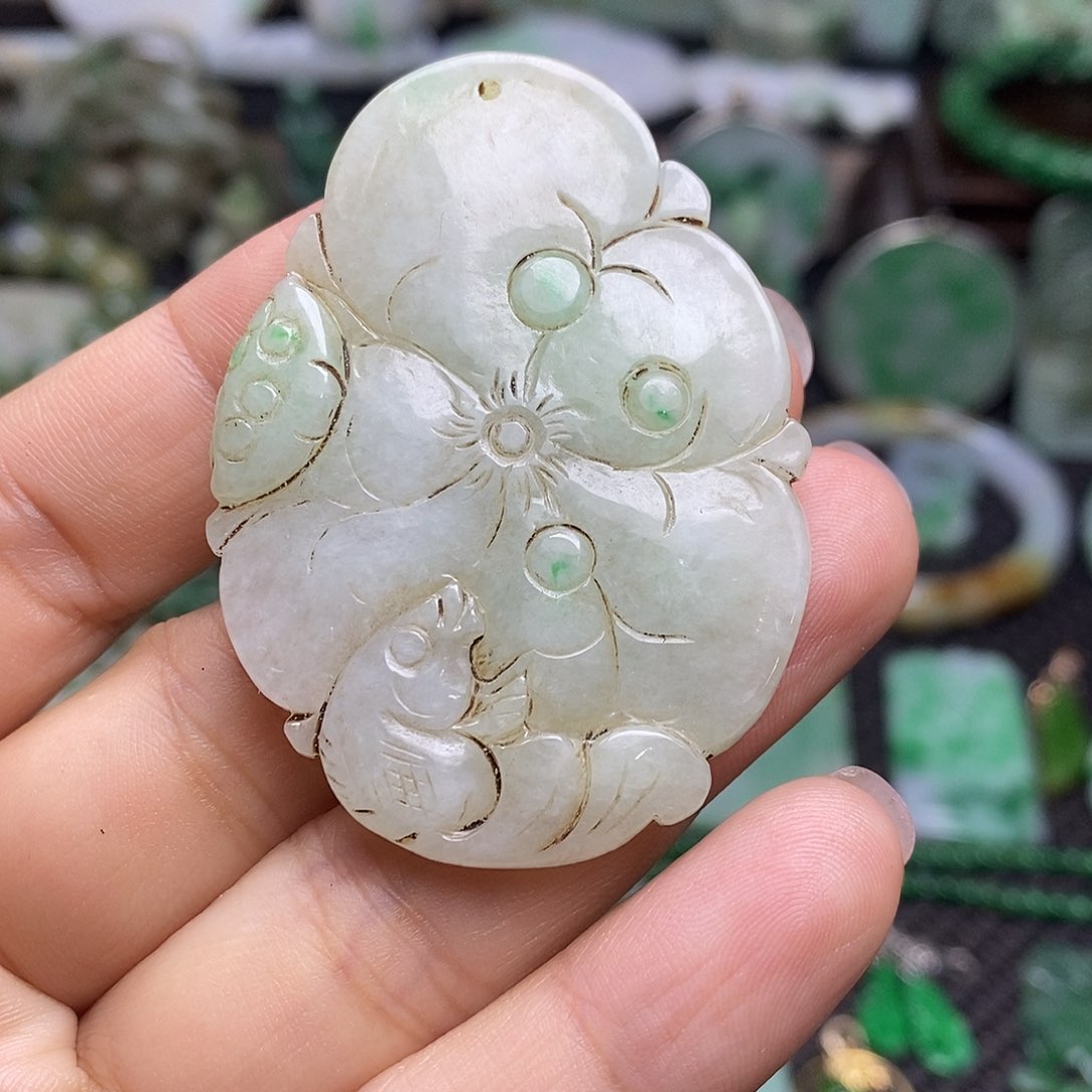 翡翠挂件未镶嵌缅甸天然翡翠连年有鱼