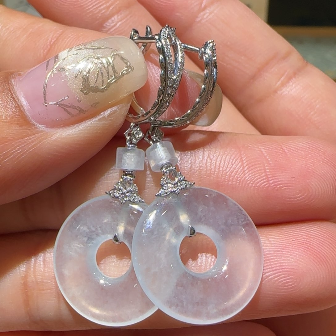 【闪购商品】翡翠耳饰18K金镶嵌天然