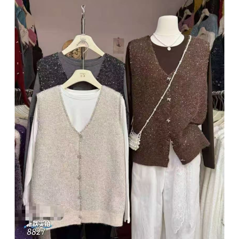 【蜜爷家】蝴蝶扣马甲+T恤两件套8827#