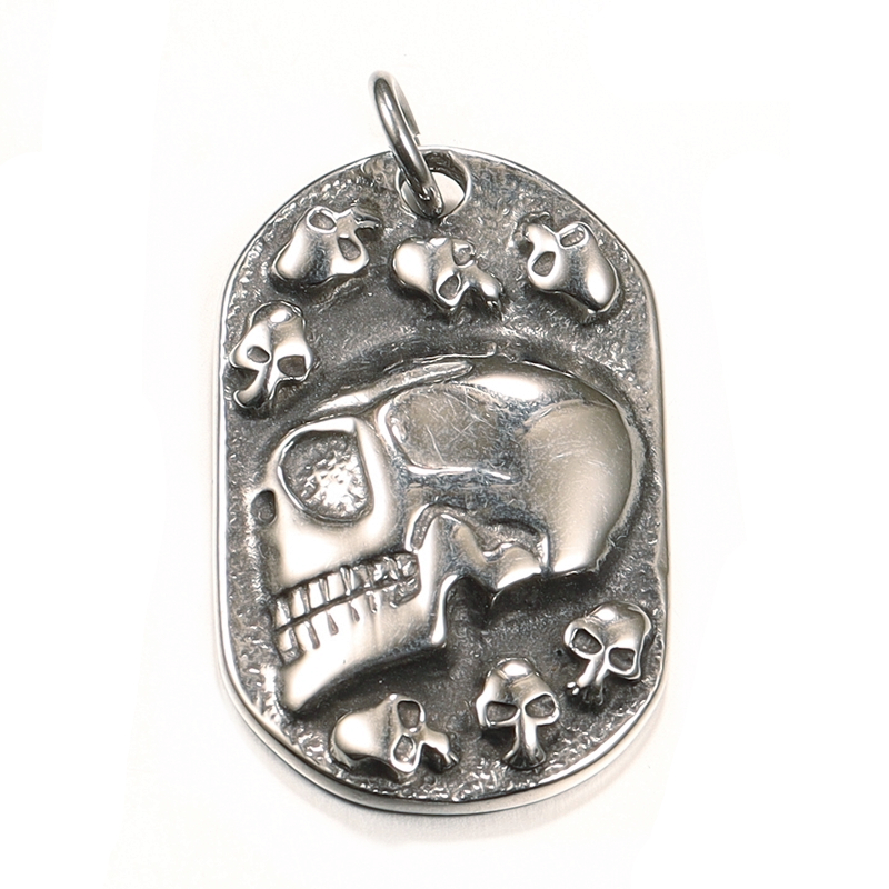 不锈钢吊坠 嘻哈男士项链骷髅吊牌挂坠朋克复古个性欧美项坠潮人