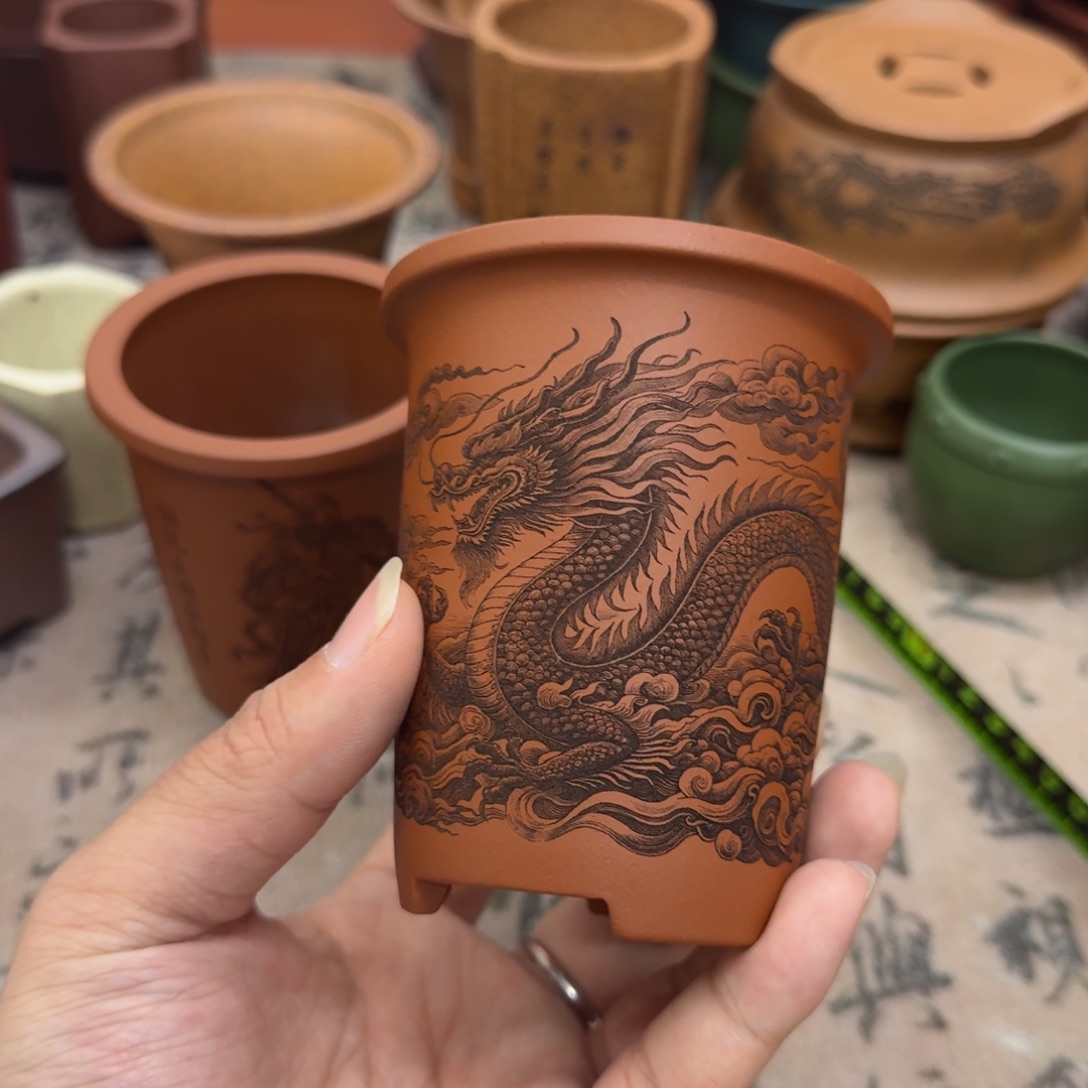 紫砂花盆宜兴紫砂正品6.5x9