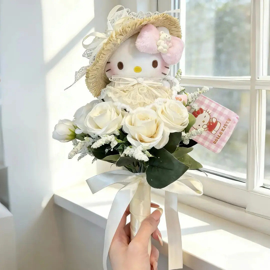 正版hellokitty花嫁手捧花kt三丽鸥包包玩偶挂件送人生日礼物女