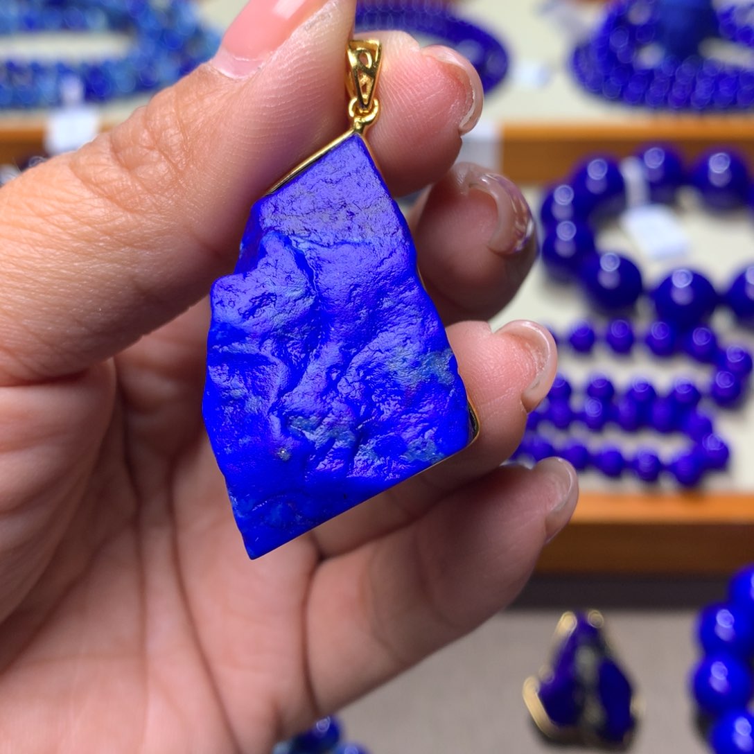 青金石颈饰银S925镀金镶嵌