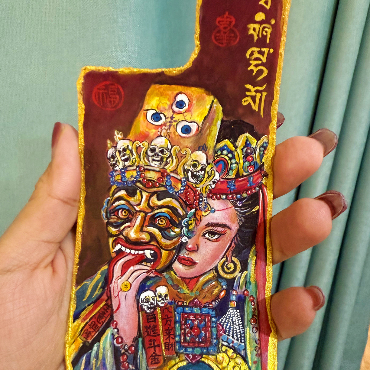 扎基拉姆女财神朱砂手机装饰品装饰画