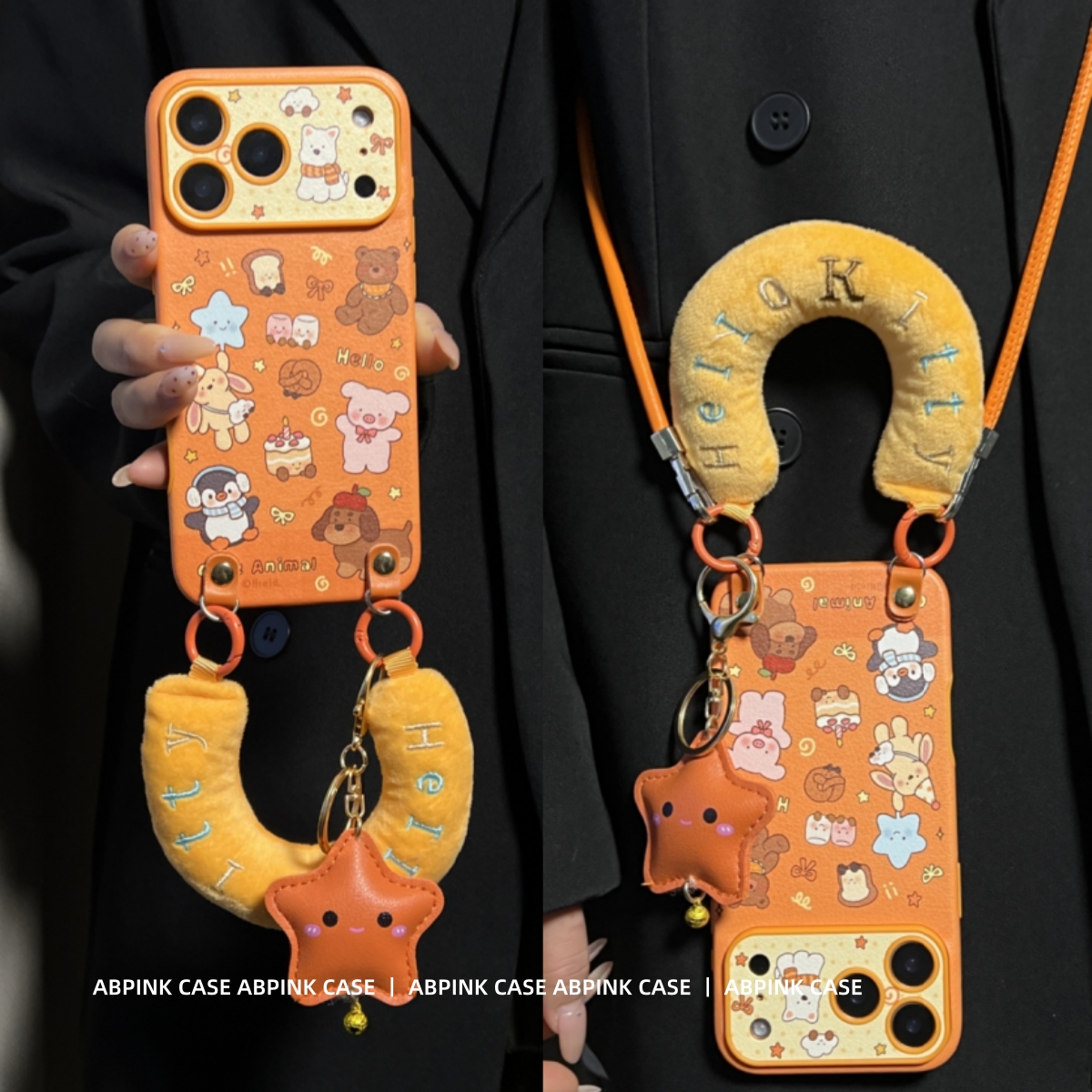 橙色可爱小动物企鹅腊肠狗皮纹适用iPhone17ProMax苹果16手机壳15