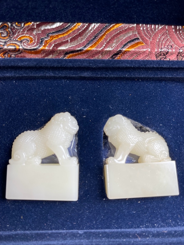 寿山山顶白芙蓉石对章