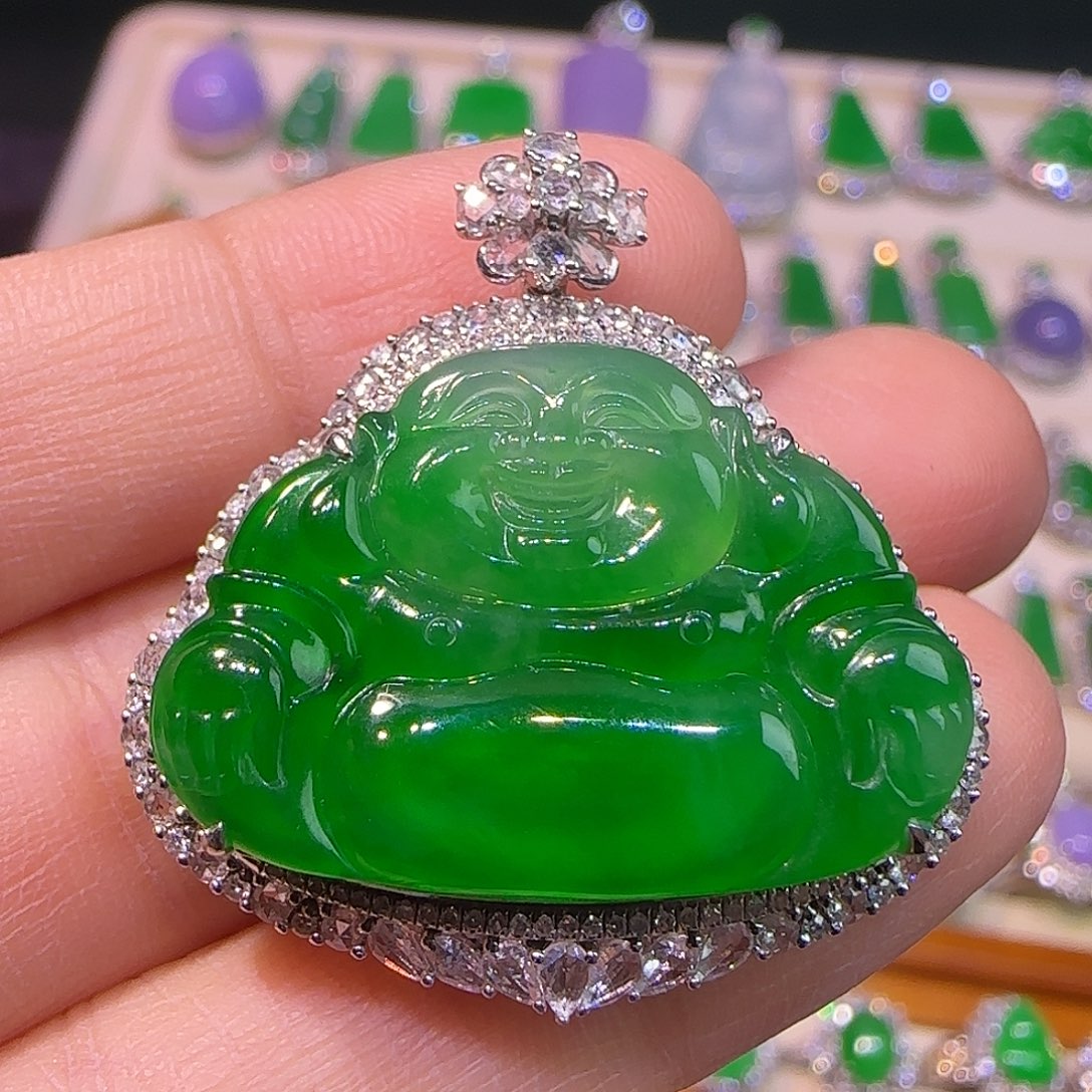 翡翠18K金镶嵌吊坠(不含链)