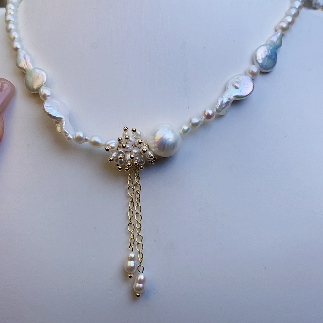 淡水珍珠颈饰银S925镶嵌