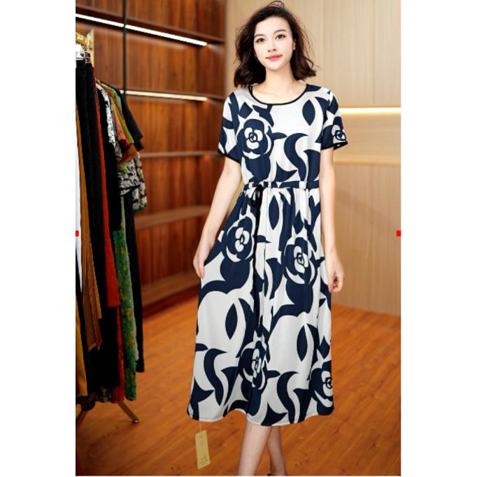 7727-15新款时尚显瘦连衣裙玫瑰