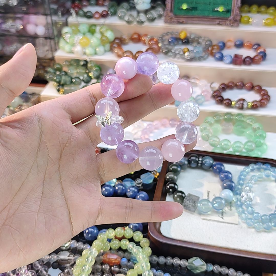 手链合金水晶薰衣草紫水粉水