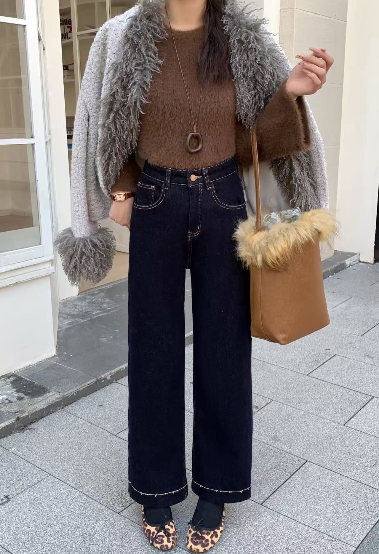 「神话」2025冬季新款黑金蓝水洗时尚牛仔裤经典百搭时尚7560