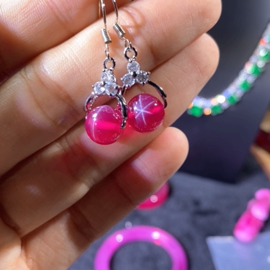 戒指银S925镶嵌红宝石