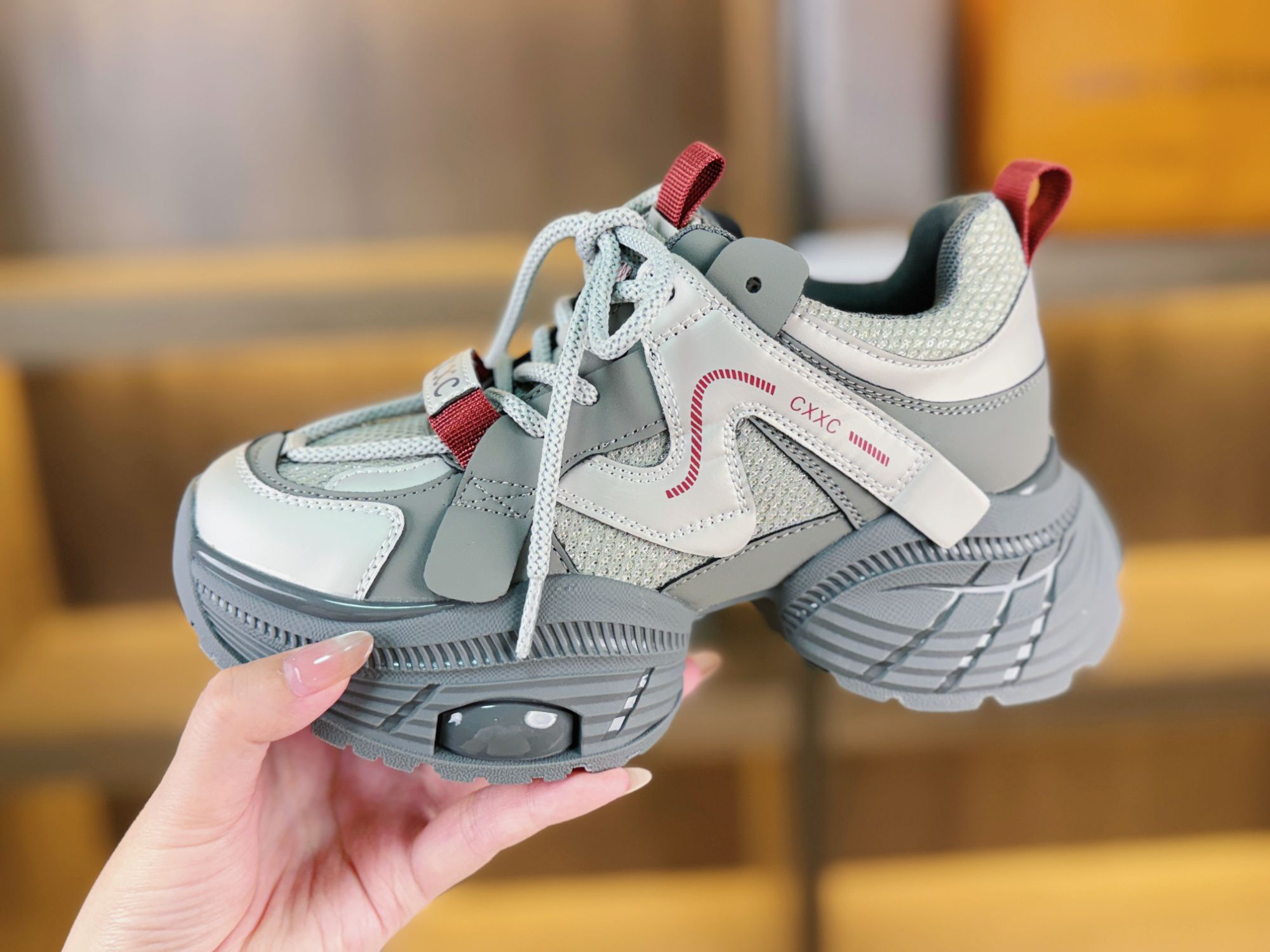 步履不停新款跟高5cm老爹鞋女款爆款出游百搭厚底增高休闲运动鞋