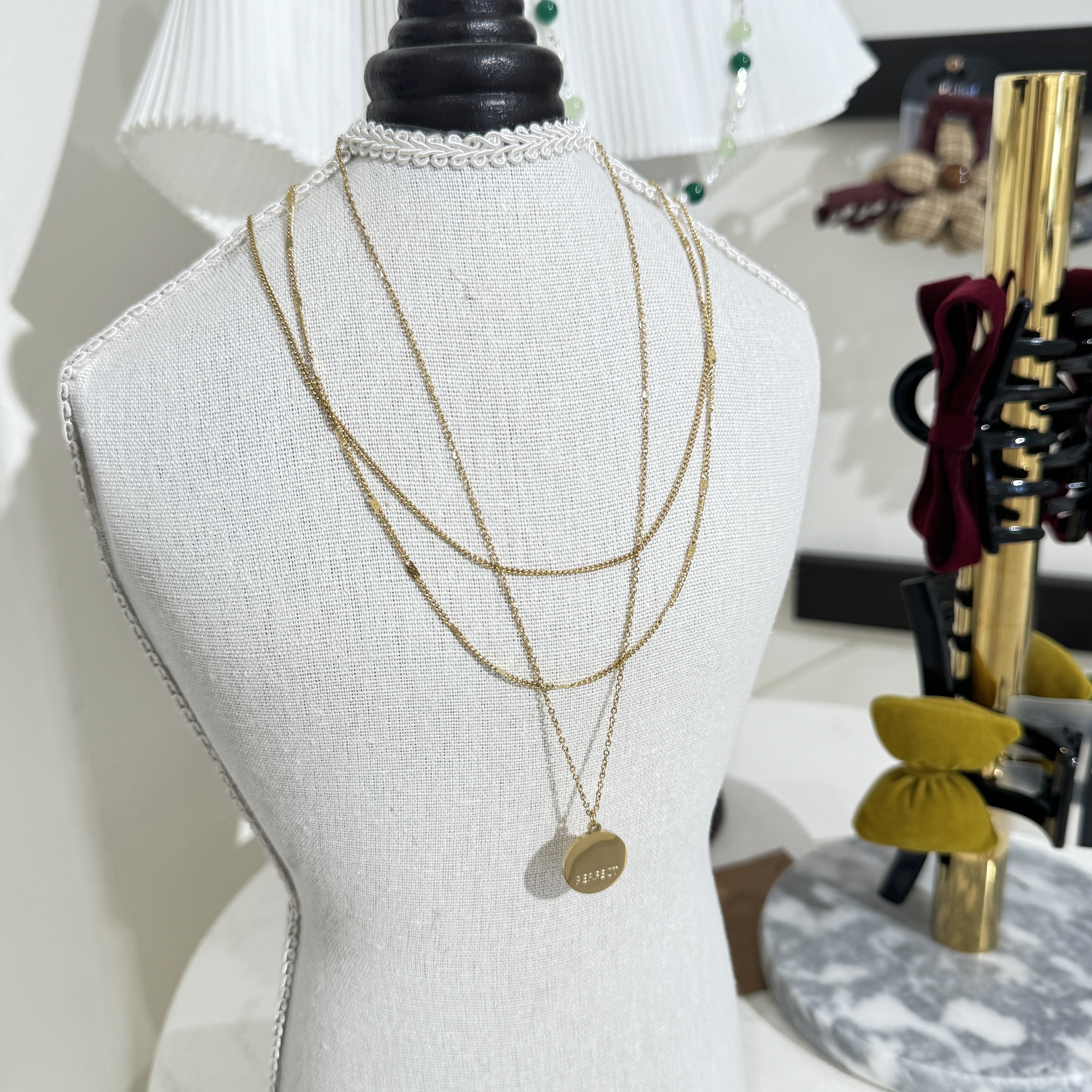 铜合金项链 圆牌多层项链7190
