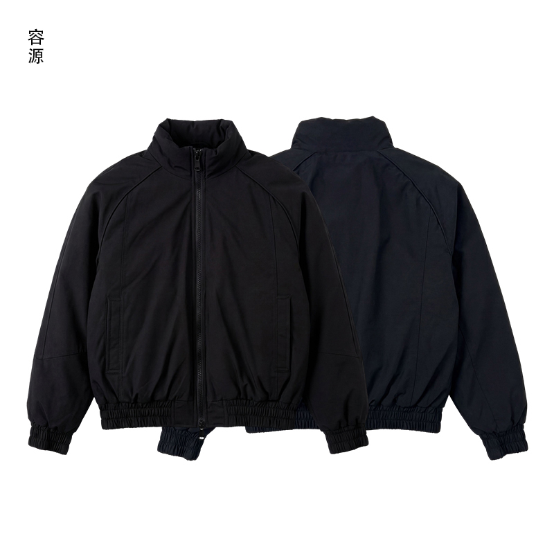 立领冬季徽标印花做旧夹克上衣运动拉链直下摆男装