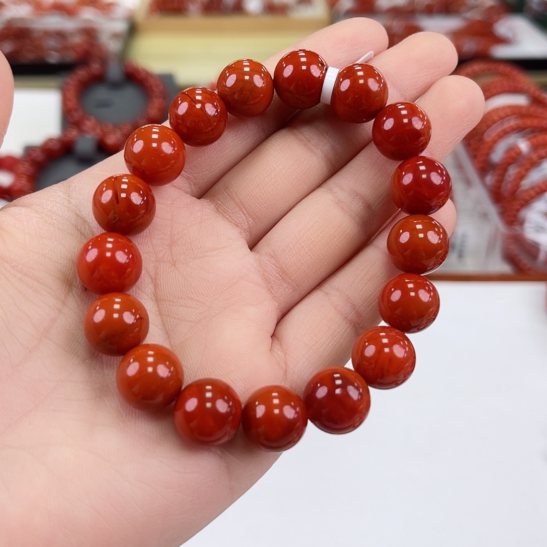 南红玛瑙瓦西圆珠单圈收藏级12mm未镶嵌