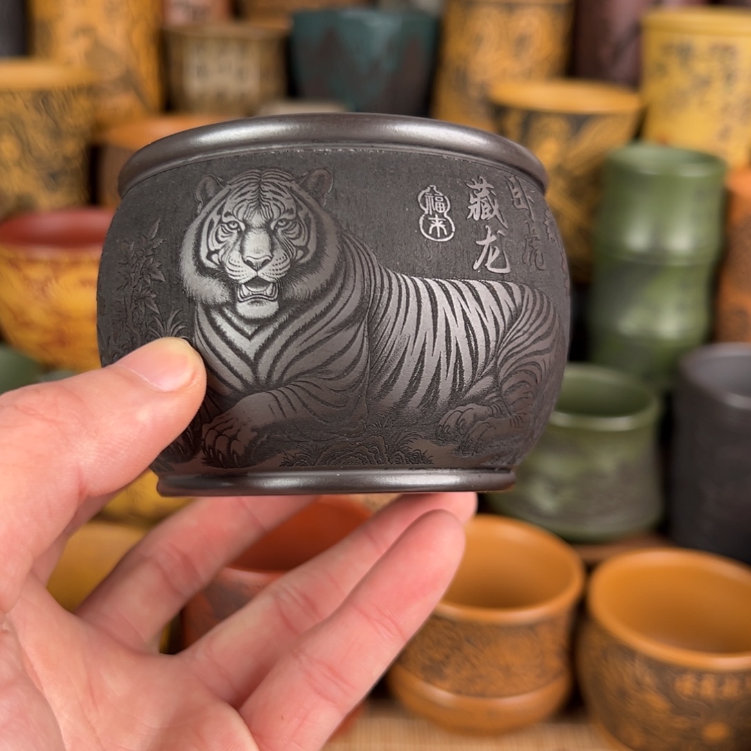 紫砂茶杯宜兴原矿紫砂杯