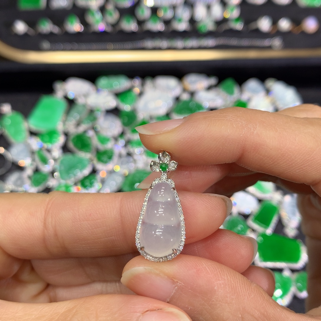 翡翠18K金镶嵌吊坠(不含链)