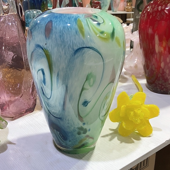 琉璃琉璃花瓶高30口9