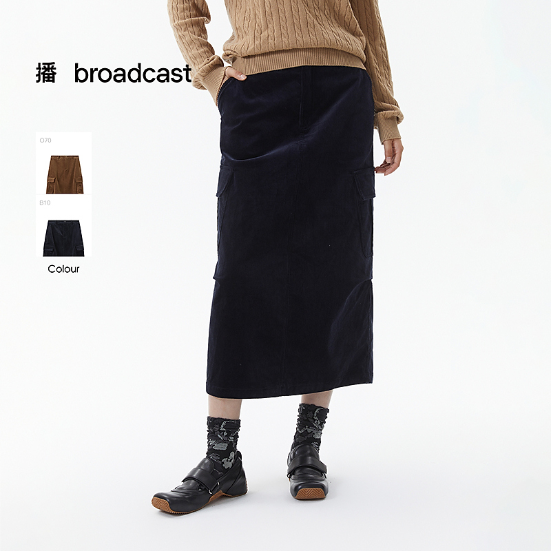 播冬季新品直身郭型工装风灯芯绒半身裙DDS4BD5302