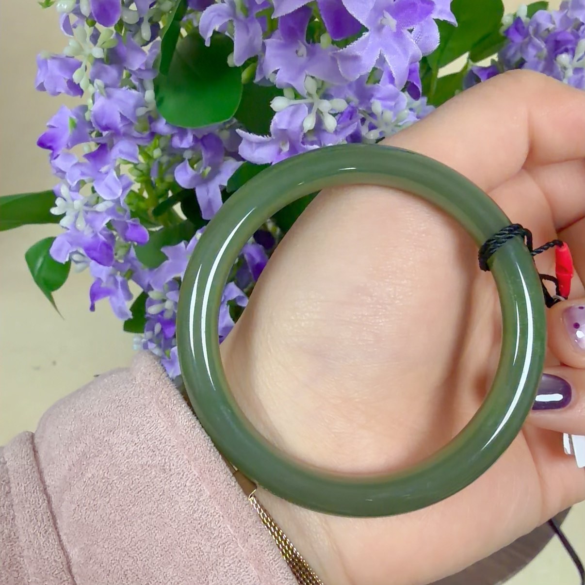 【产品部专享】天然和田玉湖水绿正装手镯多样性发一微瑕cg