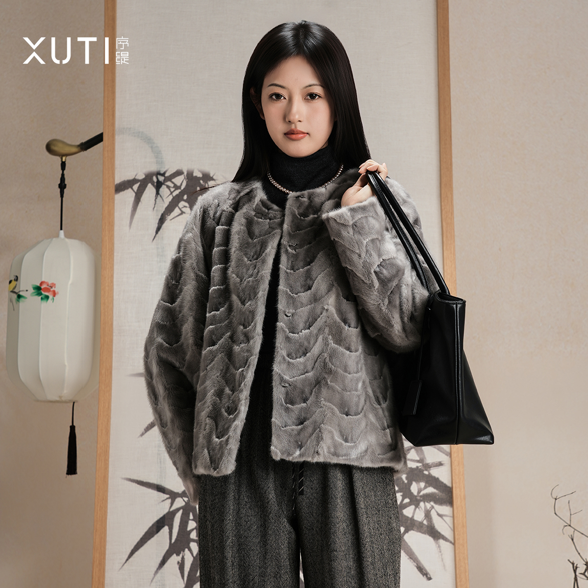 序缇『寒鸦渡影』100%水貂高端皮草外套女冬季上衣H270-26863