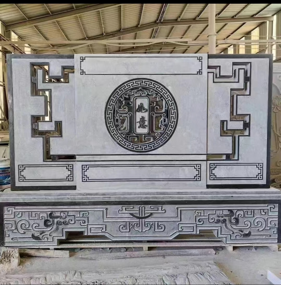 石雕影壁墙浮雕庭院玄关照壁画公园文化墙装饰
