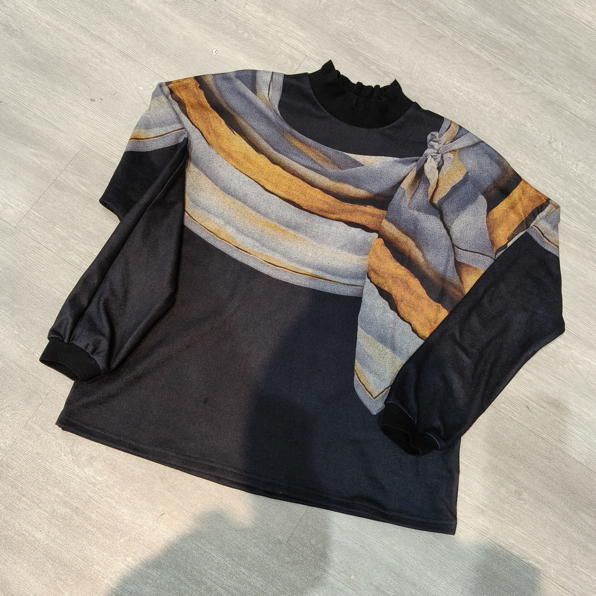 秋冬半高领保暖印花长袖百搭打底衫-果梓017