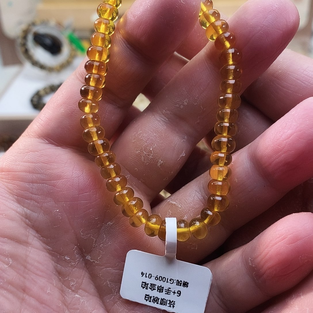 琥珀未镶嵌裸石金珀单圈6+