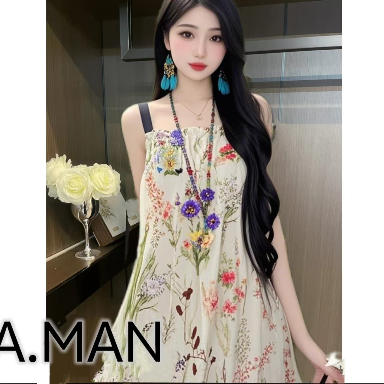 AEROMARINE品牌女轻奢宽松长裙春夏缎料特价活动款无运费险